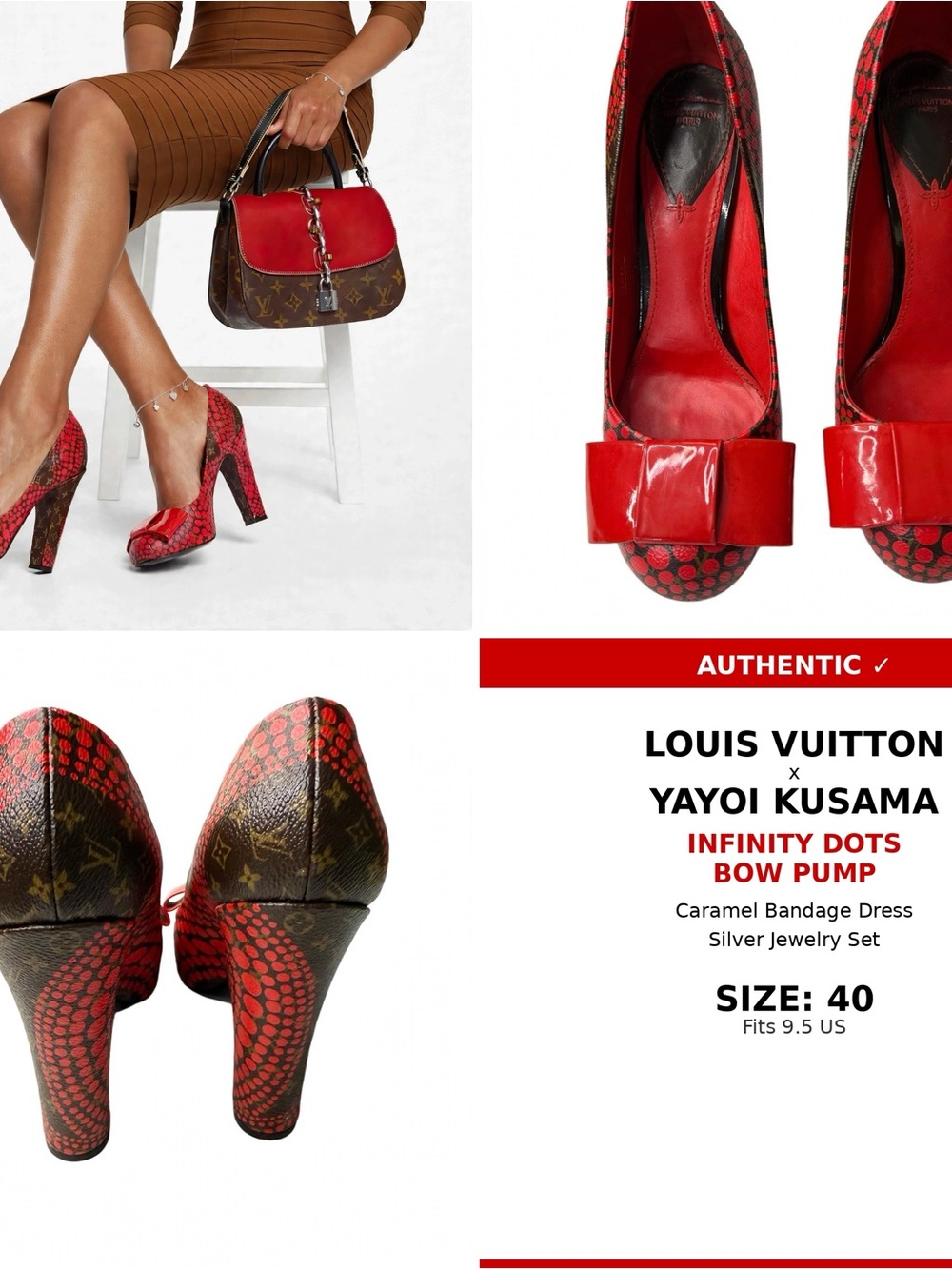 Louis Vuitton Red Monogram Bow Pumps